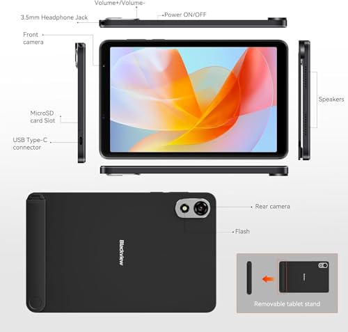 Blackview ZENO 1 Tablette PC 4G Unisoc Tiger T615 Octa core 8 pouces 4+ et 6+ 6 000 mAh avec support gratuit 6 Go + / - vue 9