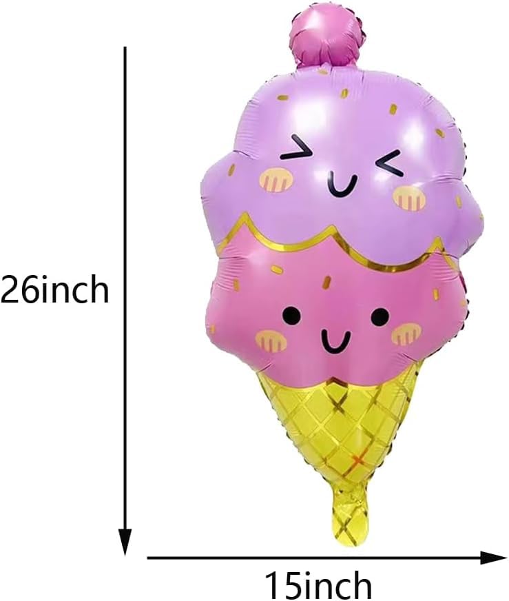 Image of 5pcs Sweet Donut Balloons, Ice Cream Foil Balloons and Candy Birthday Party Decorationkit for Girls Kids baby Shower, Donut theme birthday decorations | ARV ZONE (Icecream 7th)