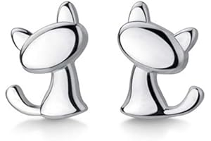 Tiny Cat Stud Earrings Sterling Silver