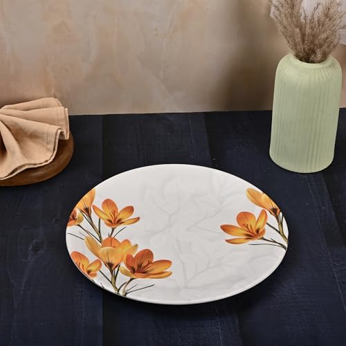 Image of Golden Fish 10 Pieces Dinner Set for Kitchen & Dining | 4 Full Plates, 4 Veg Bowls, 1 Donga & 1 Serving Spoon | Complete Family Serveware Set for Daily Use, Hosting & Gifting