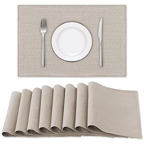 H.VERSAILTEX Linen Placemats Set of 8 Premium Solid Table Placemats for Dining Table Spill-Proof… — $17.99 (10% off)