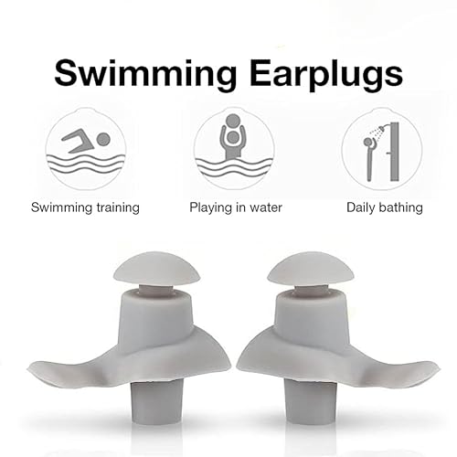 Image of James HealthPlus 1 Pair Waterproof Soft Silicone Earplugs for Water Sports Swimming with Storage Box (Grey)