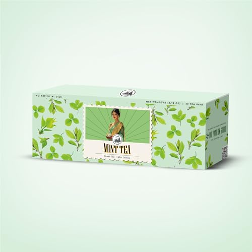 Image of Dorje Teas Mint Darjeeling Green Tea | 30 Pyramid Teabags (Pack of 1) | Selim Hill Estate | Cooling & Fresh Mint Flavour | Promotes Relaxation & Immunity | Organic Whole Leaf Blend | 30 Cups