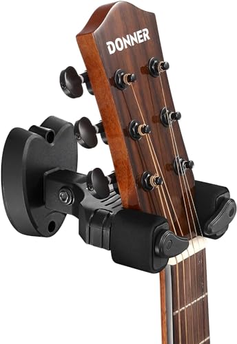 Donner Uchwyt ścienny do gitary czarnej, hak do gitary ściennej do wszystkich klasycznych gitar akustycznych lub elektrycznych (opakowanie 1 szt.)