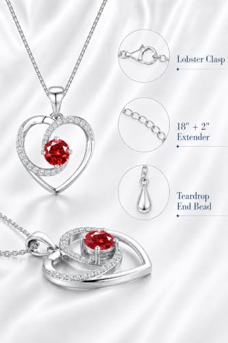 Lyniuoy Heart Birthstone Necklace for Women 18K White Gold Plated January Birthstone Pendant Necklace Birthday Anniversary Jewelry for Wife Mom Daughter with Sentimental Gift Box — view 5
