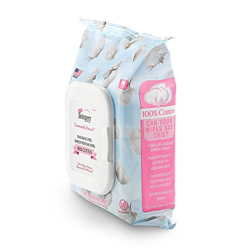 Swisspers Premium Pre-Moistened Makeup Removal Wipes, 100% Cotton, 2 Pack - 25 Count Each (50 Wipes Total)