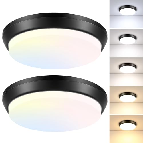 Image of 13 Inch Dimmable Flush Mount LED Ceiling Light Fixture 4000LM, 2700K/3000K/4000K/5000K/6500K Adjustable Black Ceiling Lights, 2 Packs 36W Modern Ceiling Lamps for Bedroom Bathroom Kitchen Hallway