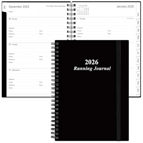 2026 Running Journal Runners Day-by-Day Log 2026 12 Months Running Log for Tracking Your Daily Runs Races Goals and Achievements Black