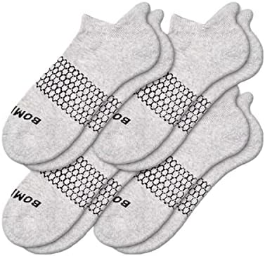 Bombas Men's Originals Ankle Socks, Grey Large Pack of 4