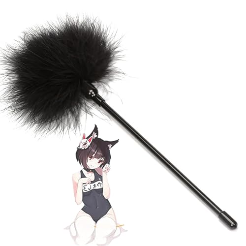 Image of Sextoys Feather Stick Stimulatators Broom for Bedroom Cleaning Black Feather Soft, Lightweight, Comfortable and Smooth -Q