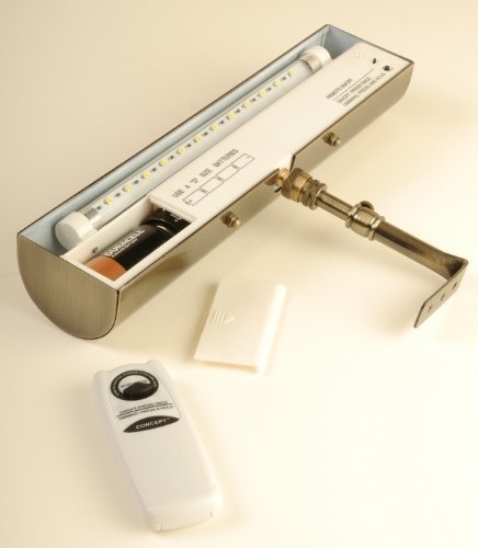 Concept Lighting 301L Cordless Led Remote Control Picture Light, 18", Polished Brass With Silver Undertones #TOP3