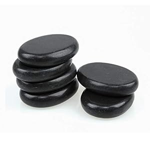 Windfulogo 6Pcs Heiß massage steine Set Natur basalt beheizter Wärmer Stein für Spa-Massage 6 x 8 cm (2,36 x 3,14 Zoll)