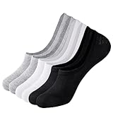 Womens No Show Socks, Low Cut Flat Boat Liner Non Slip Short Cotton Socks 6 Pair Black+Grey+White