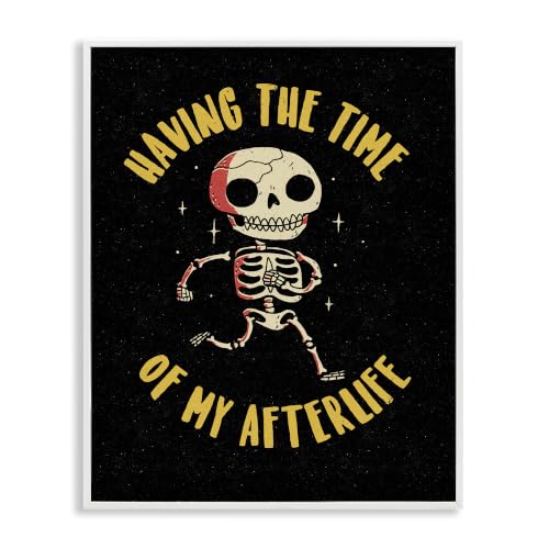 Stupell Industries Time Of My Afterlife Witty Skeleton Smiling Sparkles, Design by Michael Buxton