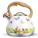 Tea Kettle, Toptier Teapot Whistling Kettle with Wood Pattern Handle Loud...