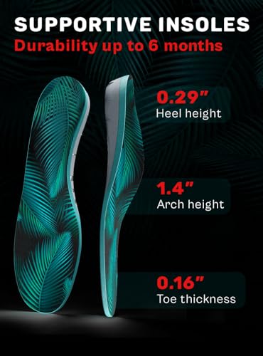 Image of CRUVHEAL 220+ lbs Plantar Fasciitis High Arch Support Insoles Men Women - Orthotic Shoe Inserts - Boot Work Shoe Insole (M, Aqua)