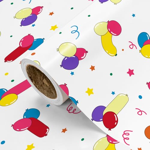 WRAPAHOLIC Funny Birthday Wrapping Paper Roll - Mini Roll - 17 Inch x 16.5 Feet - Ballooning Boys Rude Birthday Wrapping Paper Perfect for Best Friend Gift Wrap, Women & Bachelorette Part