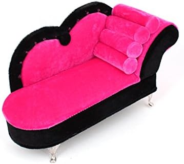 Ruilogod Velvet Sofa Shape Mirror Inner Jewelry Storage Cases Fuchsia Black (id: 308 cc9 9d9 73a 3f3 image 5