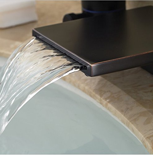 GOWE Deck Mount 3PCS Bathroom Waterfall Bathtub Faucet Single Lever Oil Rubbed Bronze with Handheld Shower