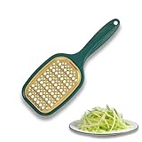 1 Pieza Rallador de Cocina, Doble Cara Utilizable con Placas de Acero Inoxidable 2-en-1 6mm Grueso & 4mm Fino, Mango Antideslizante y Ergonómico, para Queso, Patata, Zanahoria, Pepino (Verde)