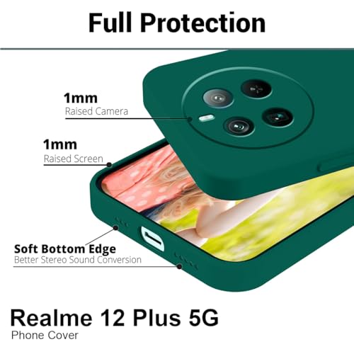 Image of LIRAMARK Silicone Soft Back Cover Case with Micro-Fibre Cloth On Inner Side for Realme Narzo 70 | Narzo 70 Pro 5G| Realme 12 Plus 5G| Realme P1 5G (Green)