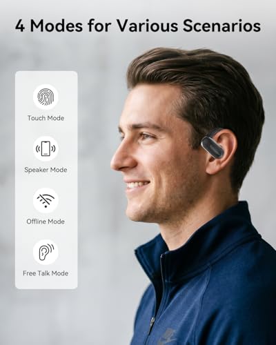 Wooask AI Translation Earbuds Real Time, 144 Language Translator Earbuds Open Ear Design 3-in-1 Bluetooth Translating Headphones for Travel/Music/Call, Audifonos Traductores Inglés Español (Black) — view 5