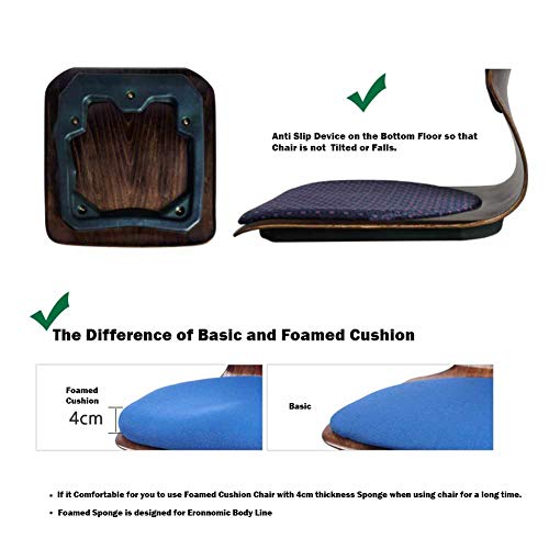 Japanese Style Floor Chair Legless Sitting Seat Hipack Chairs Wood L Shape With Foamed Cushion (Random Color) Holding Home Living Room (Cherry) #TOP3