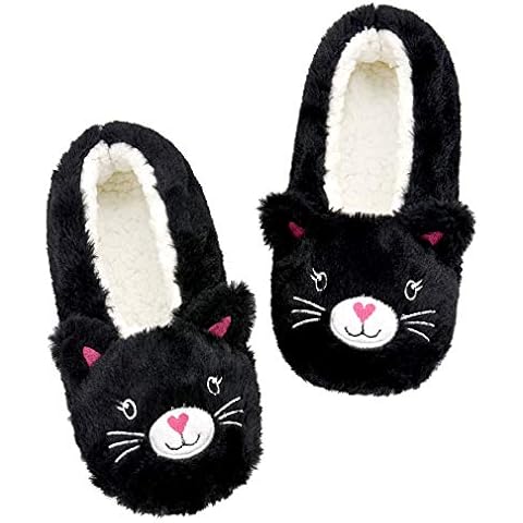 Panda Bros Slipper Socks With Non-Slip Grippers, Cute Fuzzy Warm Cat Animal House Slippers Cover