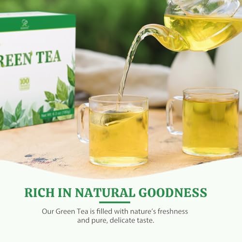 Soeos Green Tea, 6.3 oz (180g), 100 Tea Bags, Refreshing and Fragrant, Sustainably Sourced, Ideal for Hot or Iced Tea, Long-Lasting Freshness - 5
