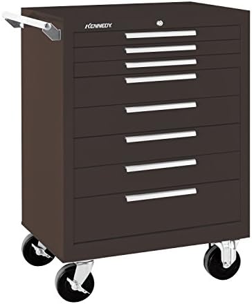 Kennedy Manufacturing 378Xb 27" 8-Drawer Industrial Tool Storage Roller Cabinet With Chest And Wheels, Tan Brown Wrinkle