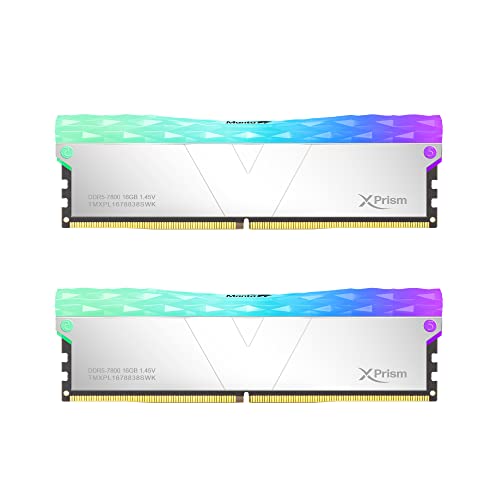 v-color Hynix IC デスクトップPC用 ゲーミングメモリ Manta XPrism RGB (発光型) DDR5-7800MHz PC5-62400 32GB (16GB×2枚) U-DIMM 1.45V CL38 ヒートシンク付き TMXPL1678838SWK