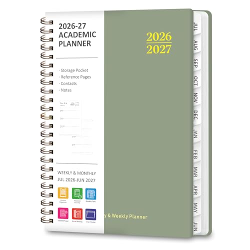 Planner 2026-2027, Weekly and Monthly Academic Planner, July 2026 - June 2027, Hardcover Calendar Agenda Book for School Year Planning, School Supplies for Teacher and Student, A5(6.3'' x 8.5'')