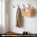 Handwoven Divided Water Hyacinth Wall Magazine Holder - Natural Hanging Organizer for Mail, Newspapers & Magazines, Books & Files - Divided Magazine Basket for Entryway, Living Room, Office - Image 5