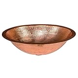 Premier Copper Products LO17FPC 17-Inch Oval Under Counter Hammered Copper Bathroom Sink in Polished Copper