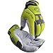 Caiman 2981-5 Large Genuine American Deerskin Multi Activity Glove with Reflective Tape, Gray and Hi Viz Lime