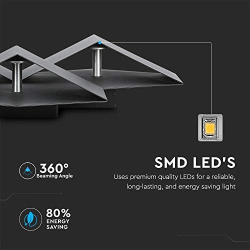V-TAC 9W Decorative LED Wall Lamps  Black Die-Casting Aluminum Body  Sensor Compatible Beautiful Modern Lights for Living Room Bedroom Office Reception 3000K Warm White, Aluminium, 9 W