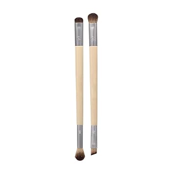 Enhancing Eye Brush Set, Makeup Brushes For Liquid, Cream & Powder Eyeshadow & Eye Liner Application, Dual-Sided & Eco-Friendly, Synthetic Bristles, Cruelty-Free, 2 Piece Set Primary Color-2pcs