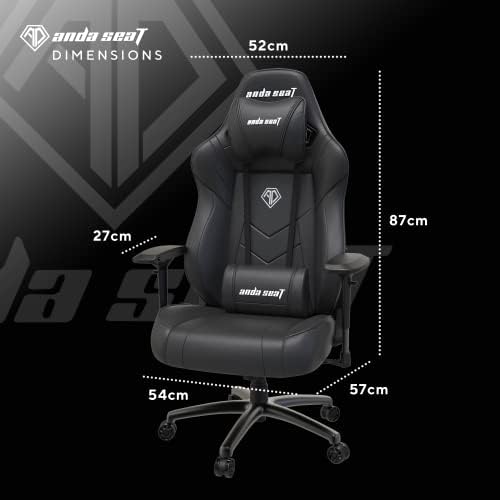Anda Seat Dark Demon Pro Gaming Chair Black - Premium Desk Ergonomic Office Chair Leather with Neck and Lumbar Back Support Pillow Gaming Seat - Gaming Chairs for Adults and Teenagers