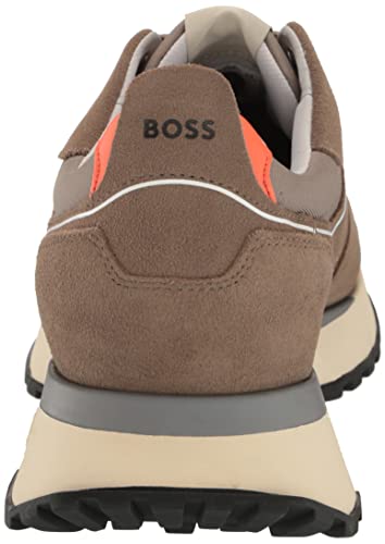 Boss Men's Running Style Nylon With Suede Trim Sneakers, Burlap Beige/Fawn Beige/Tangerine Orange, 8 #TOP2