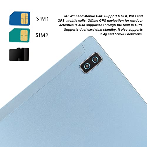 Tablet para Jogos, 2,0 GHz Octa Core 10,1 Polegadas Tablet 8 GB RAM 256 GB ROM para Entretenimento (