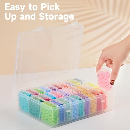 Mauproy Small Bead Organizers, 30 Plastic Storage Cases, Mini Clear Craft Containers with Hinged Lid and Label Small Parts Storage Boxes for DIY Art Craft Accessories - Thumbnail 4