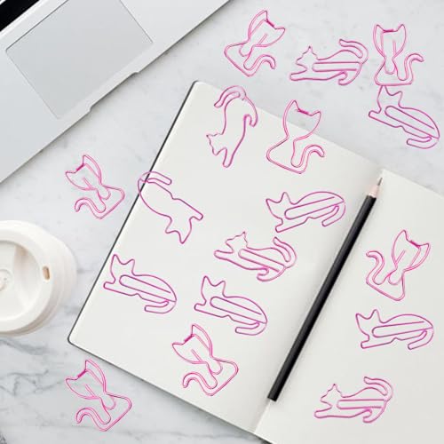 Hesena 102 Pcs Pink Cat Metal Paper Clips, Cute Animals Originality PaperClips, Fun Office and School Supplies for Organizing Documents (Pink -Cat) by Hesena - Image 5