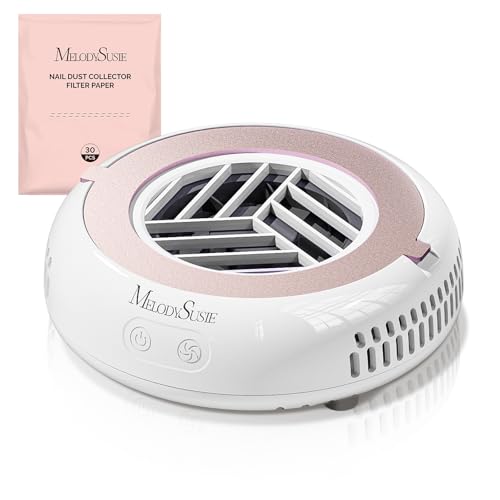MelodySusie Pocket Aspirateur Ongles Professionnelle HProA– Mini Aspirateur Poussière Ongle Portable, 3 Niveaux d’Aspiration, 30 Filtres Inclus,Aspirateur Table Ongle pour Manucure à Domicile Blanc.