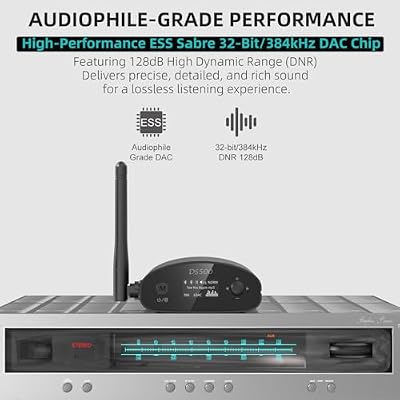 1Mii DS500 Hi-Res Bluetooth 5.3 Receiver, 32-Bit/384kHz Audiophile DAC, Lossless LDAC & aptX HD, OLED Display, Built-in EQ, RCA/Optical/Coaxial Out for Home Stereo, AV Receiver & Amplifier