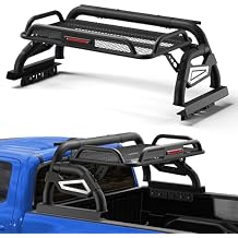 Truck Roll Bar with Cargo Basket for Mid-Size Trucks, Overland Sport Bar Bed Rack for Tacoma Colorado Ranger Frontier Ridgeline, Heavy Duty Steel Chase Rack