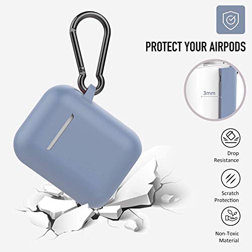 Coffea Protective Silicone Case With Keychain For Apple Airpods 2 (Grayish Blue) #TOP1