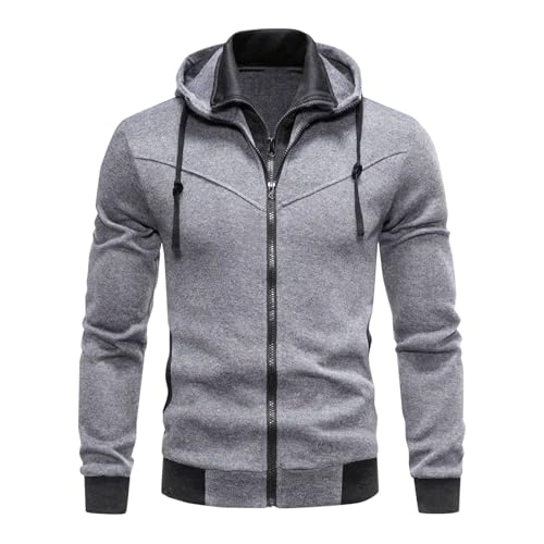 Zip Up Hoodie Men Double Zipper Cool Mens Training Hiking Sweatshirts Fashion Stand Collar Casual Jacket Lightweight2