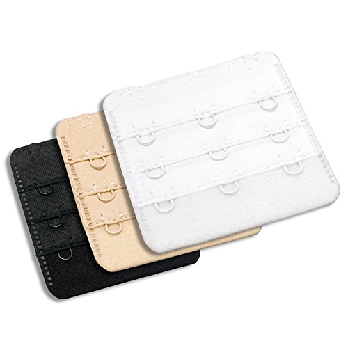 Three-Hook 3/4 Inch Bra Back Strap Extenders (3pc)