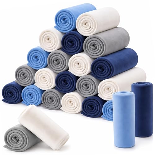 Newwiee 48 Pcs Bulk Fleece Throw Blankets 50x60 Inch, Blue Shades