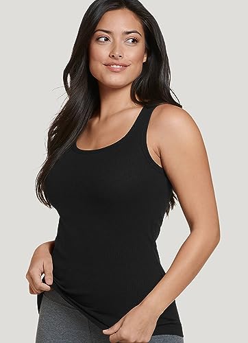 Jockey Women\'s Activewear 100% Cotton Rib Tank, Black, M - Thumbnail 3